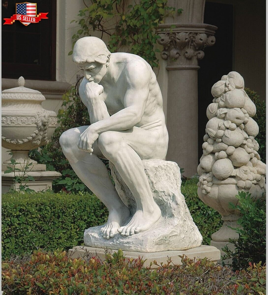 Highest Grade Rodin\'s Large Thinking Man Statue Thinker Bones Figurine Outdoor