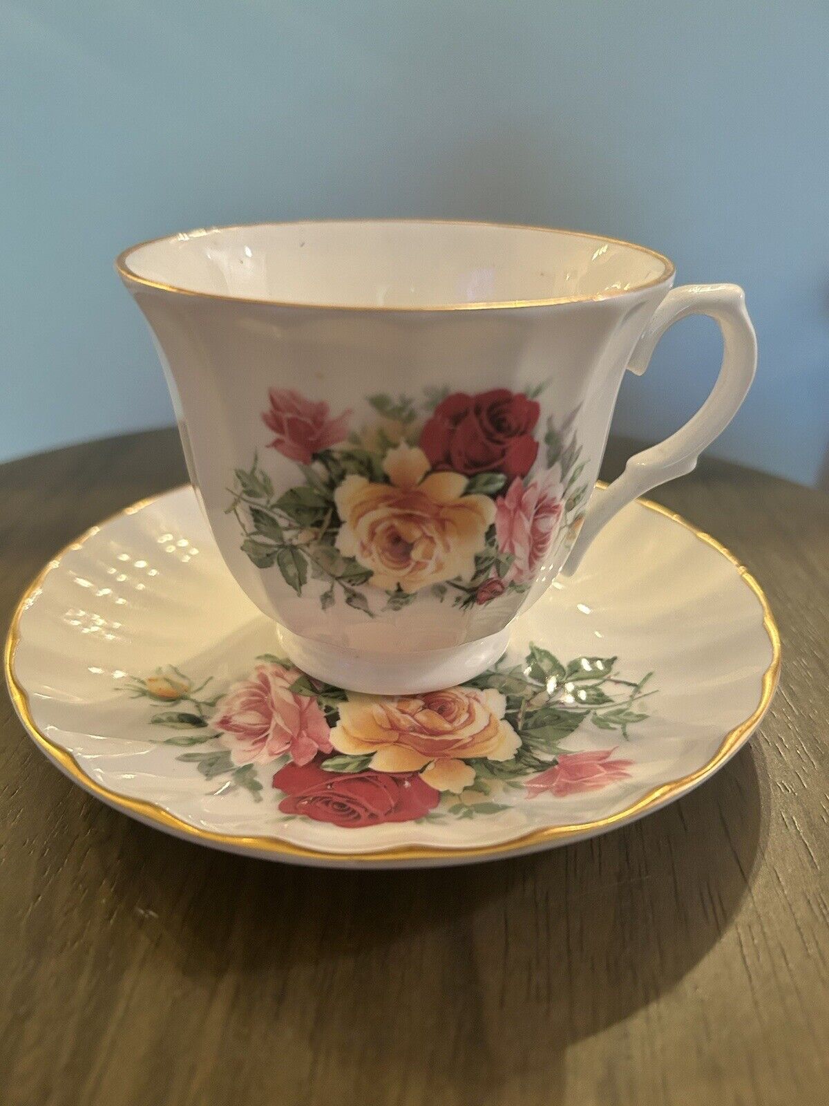 Vintage Crown Trent Tea Cup And Saucer  Roses  Bone China England