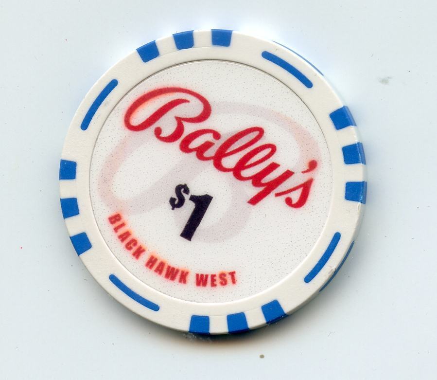 1.00 Chip from the Ballys West Casino Black Hawk Colorado Blue