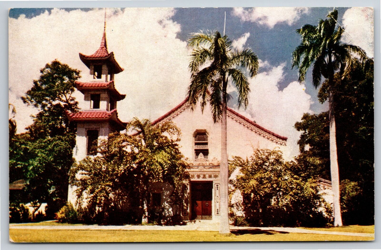 Honolulu Hawaii~1929 Chinese Church Close Up~1960s Postcard