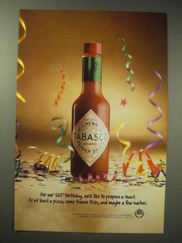 1993 Tabasco Pepper Sauce Ad - Our 125th Birthday