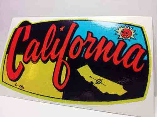 California Vintage Style Travel Decal / Vinyl Sticker, Luggage Label
