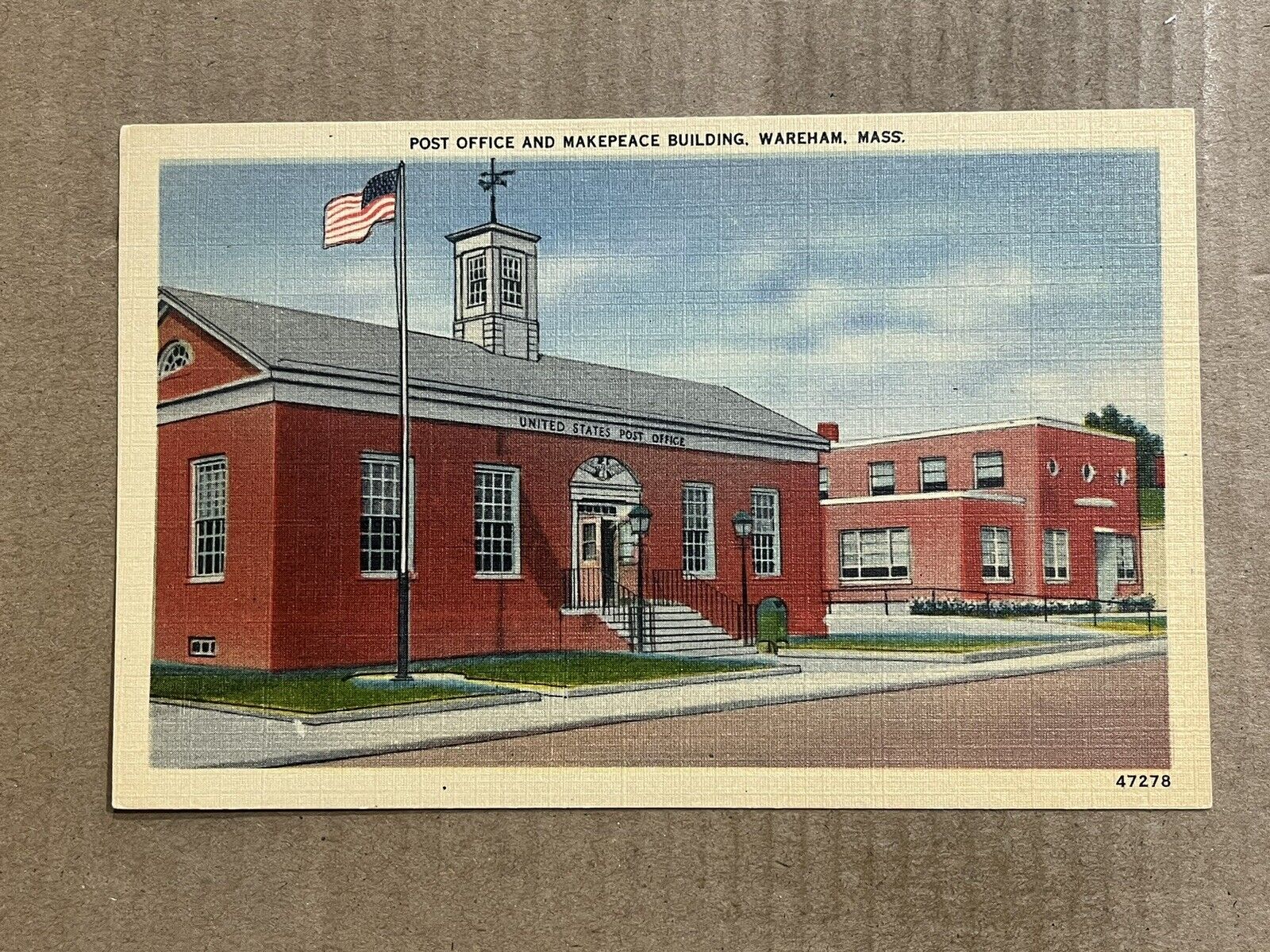 Postcard Wareham Massachusetts MA Post Office Makepeace Building Vintage PC