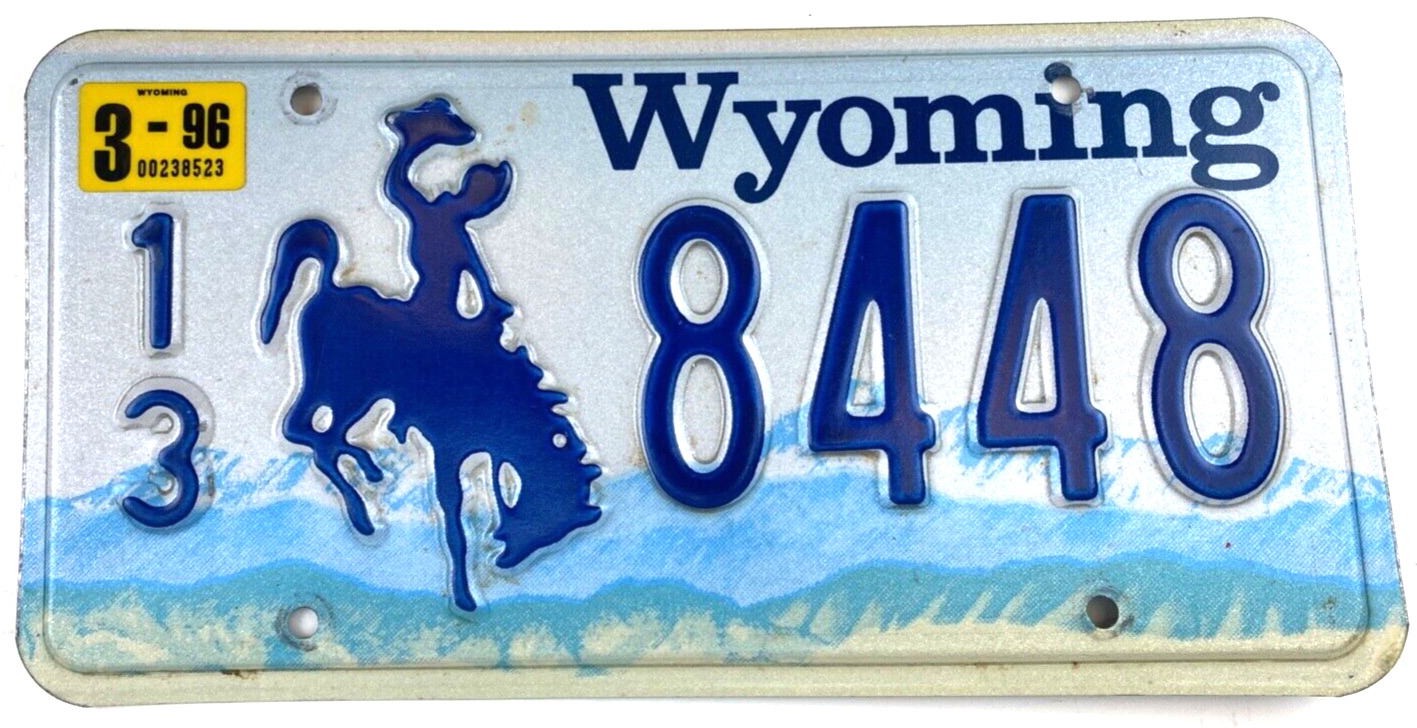 Wyoming 1996 License Plate Auto Tag Converse Co Man Cave Collector Wall Decor