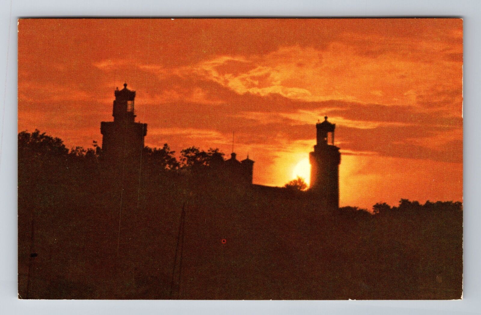 Highlands NJ-New Jersey, Twin Lights Lighthouse, Antique Vintage Postcard
