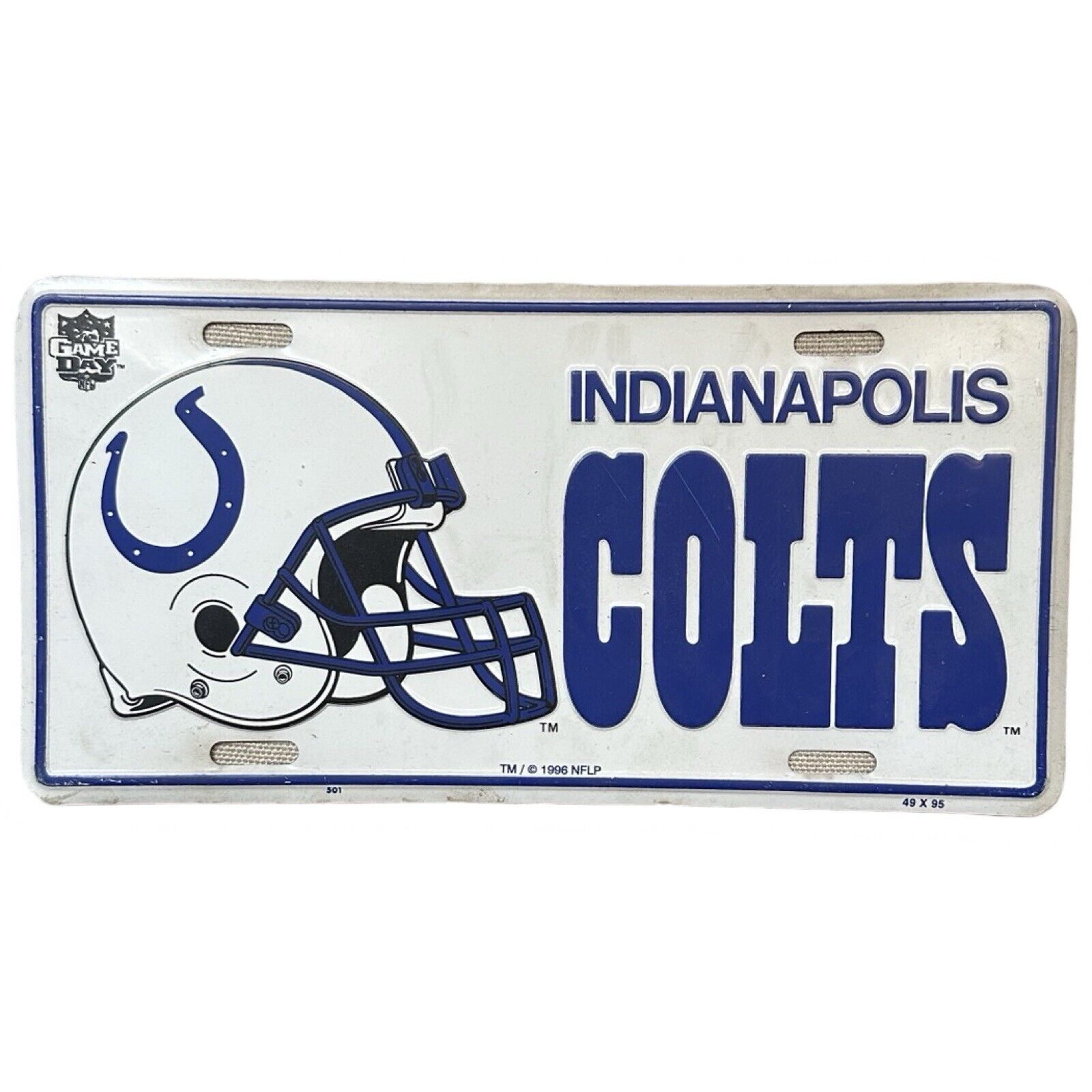 Vintage 1990s Indianapolis Colts Metal License Plate