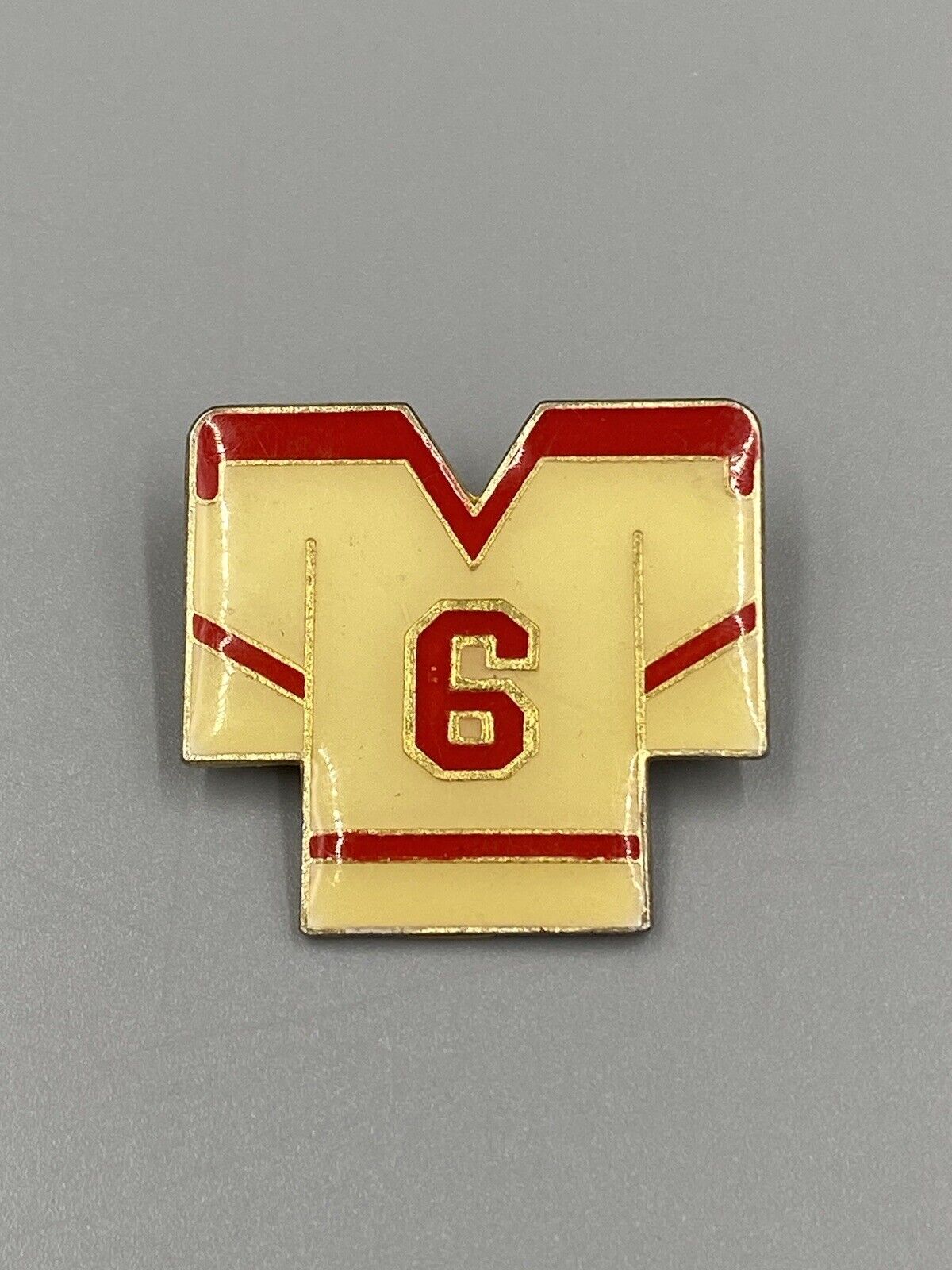 Vintage Number 6 Sports Hockey Football Uniform Jersey Lapel Pin