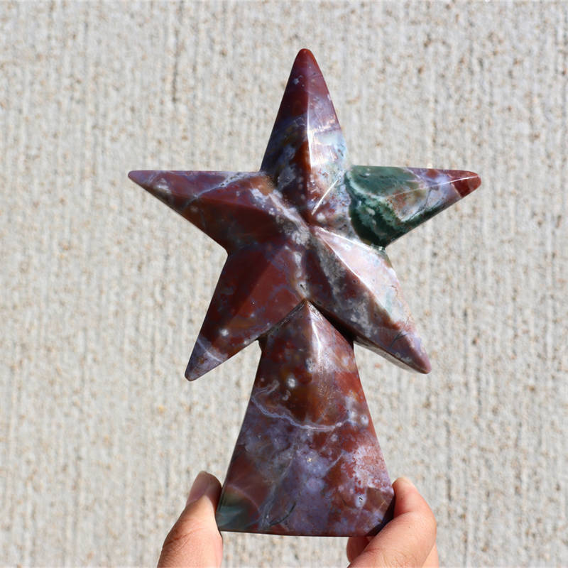 320g Natural Ocean Jasper Star Tree Reiki Quartz Crystal Decor Healing Gift