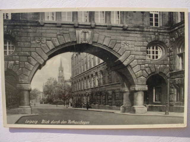 12333 Great Ak Postcard Leipzig View through The Rathausbogen Straße 1938