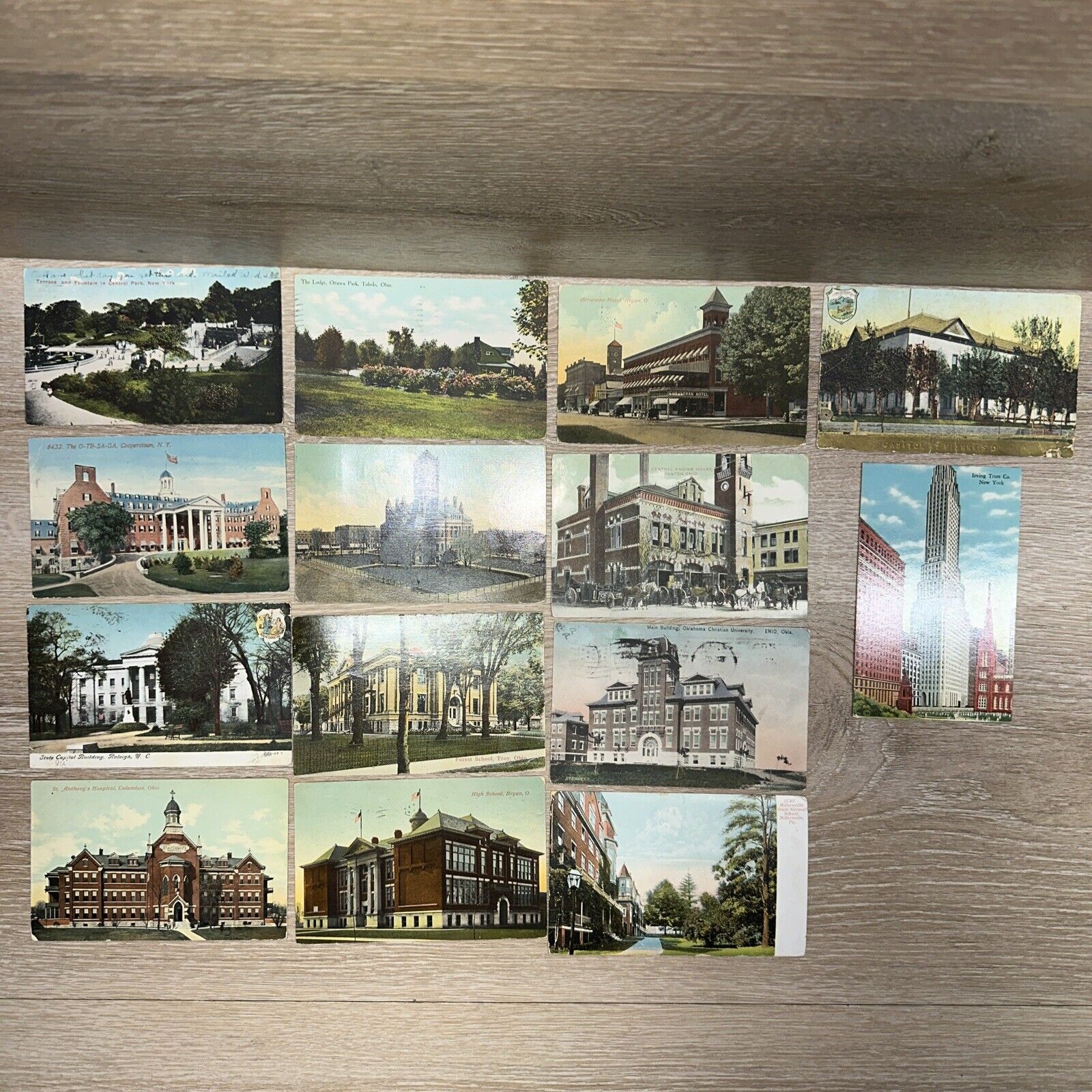 Lot of 14 Vintage Postcards Street Scenes Buildings Central Park New York & More