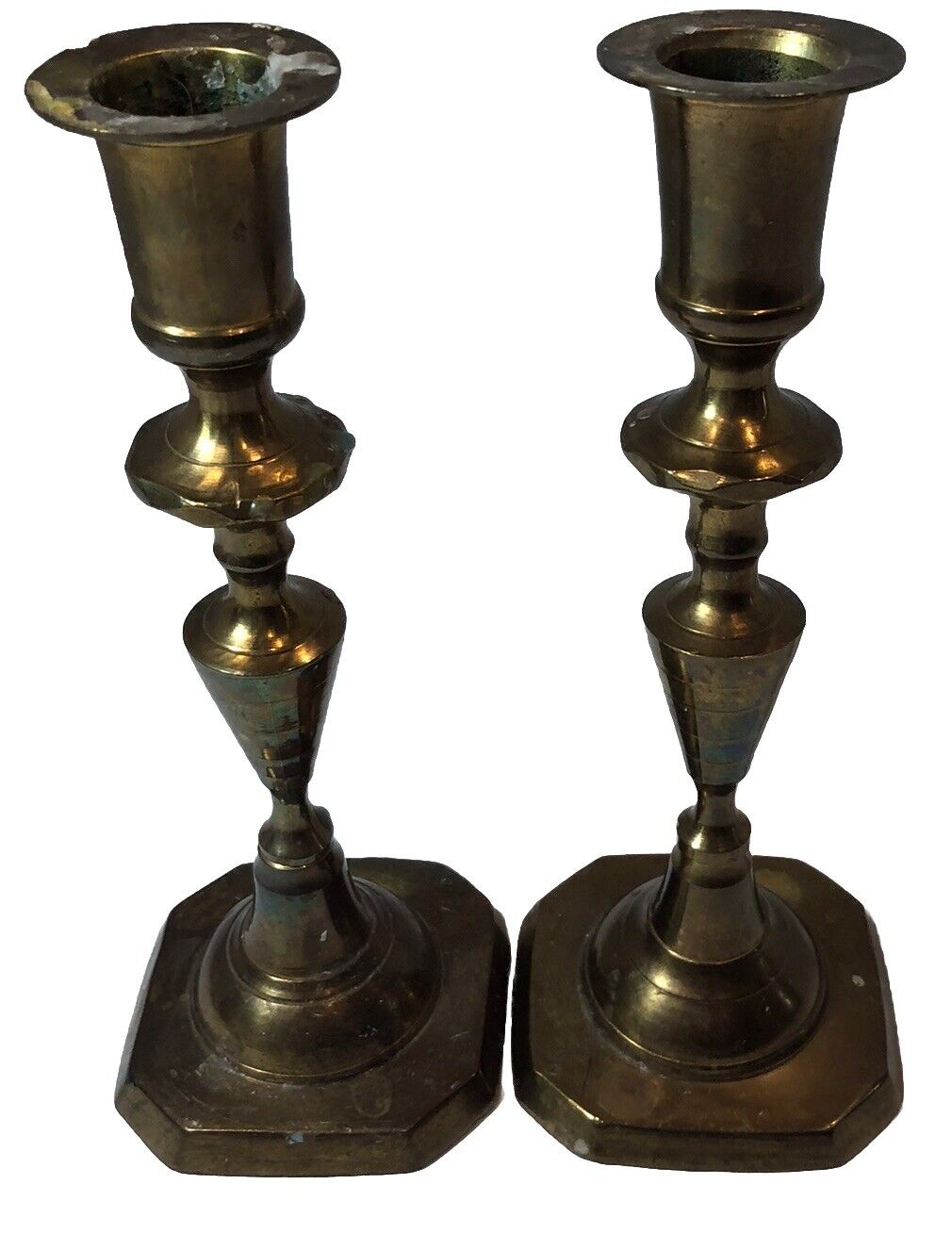 Brass Candlestick Holders Approx. 8” Classic MCM Set Of 2 Hollywood Regency VTG