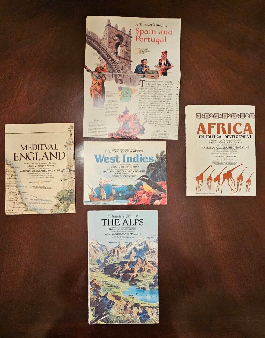 Lot of 5 National Geographic Maps