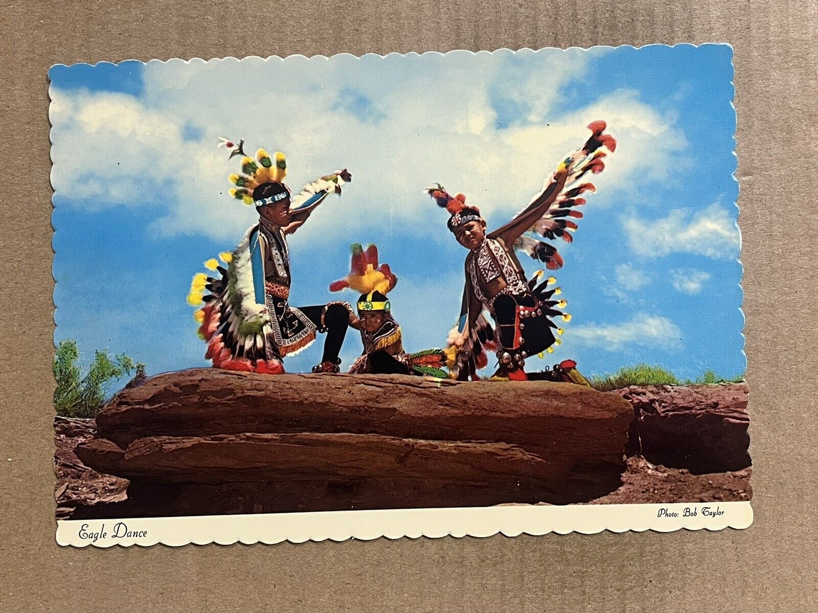 Postcard Native American Navajo Indian Boys Eagle Dance Vintage PC