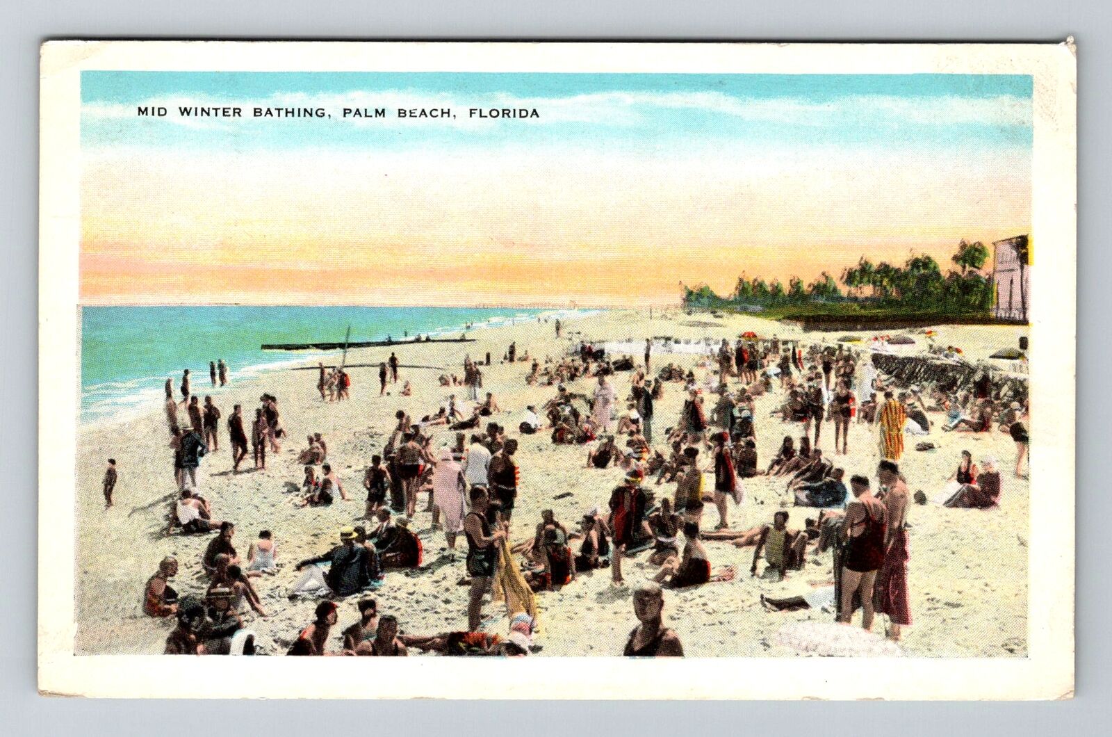 Palm Beach FL-Florida, Mid Winter Sun Bathing, Vintage Postcard