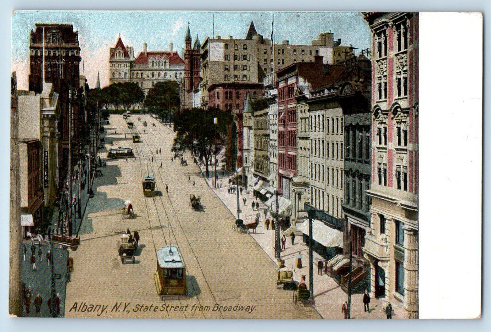 Albany New York Postcard Broadway State Street Exterior Building c1910 Vintage