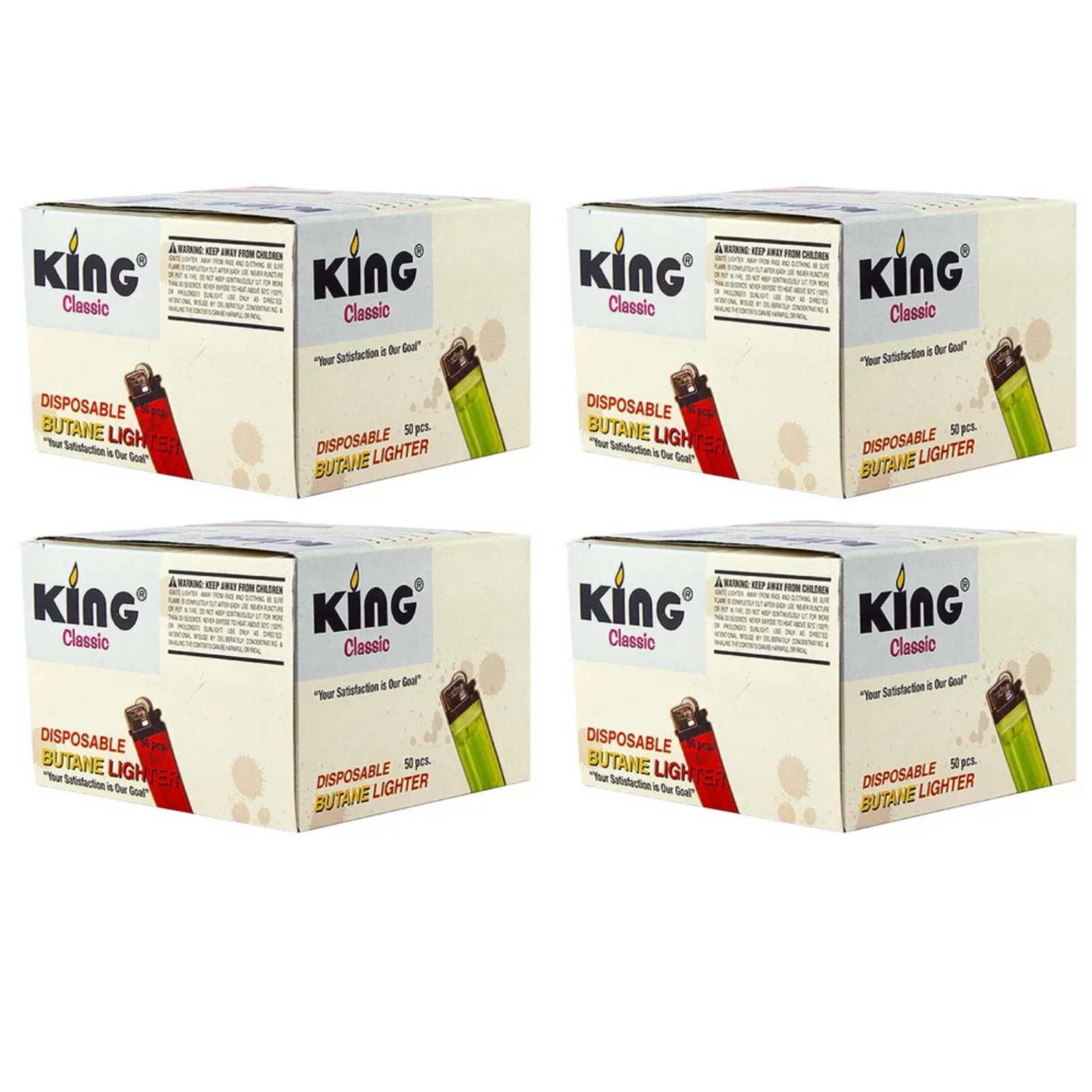 King Classic Disposable Lighters Assorted Colors 200 Lighters ( Pack Of 4)
