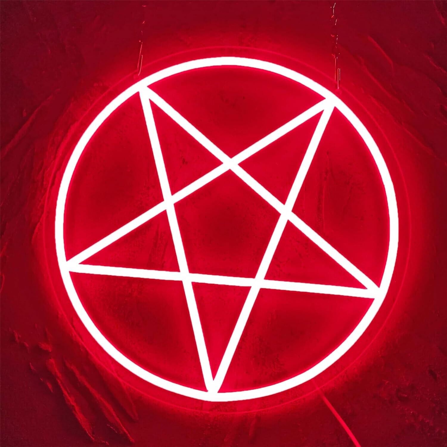 Satanic Pentagram Neon Signs for Wall Decor, Dimmable LED Inverted Pentagram ...