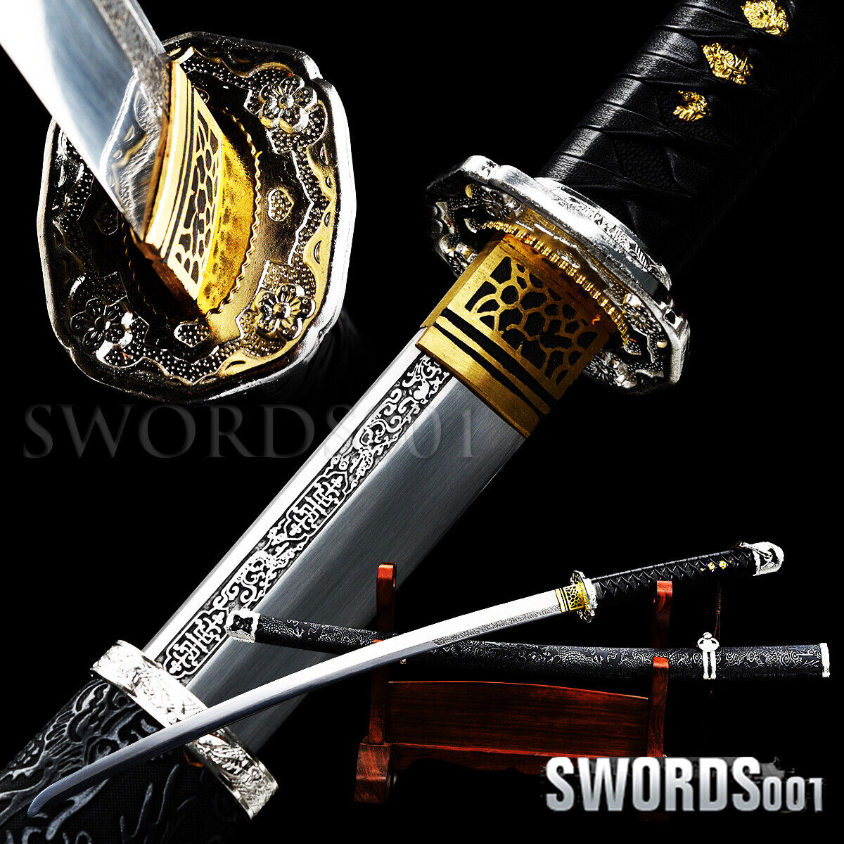 40\'\'Silver Dragon 98 Type Military Saber T10 Steel Japanese Samurai Katana Sword