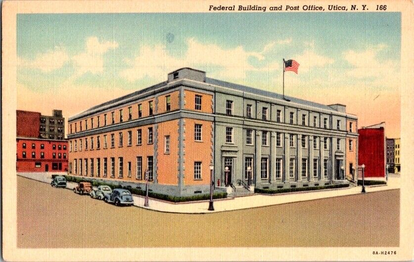 Vintage Postcard Federal Building & Post Office Utica NY New York          H-654