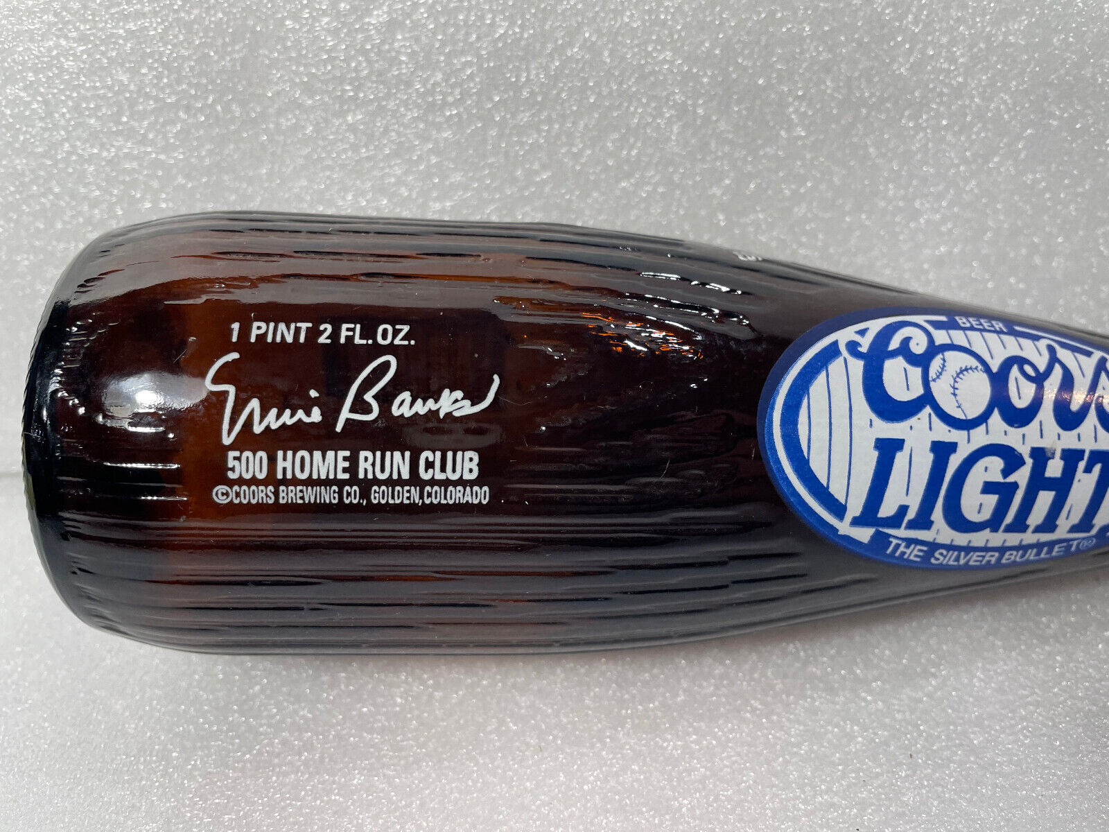 Ernie Banks Coors Light 500 Home Run Club Bat Bottle