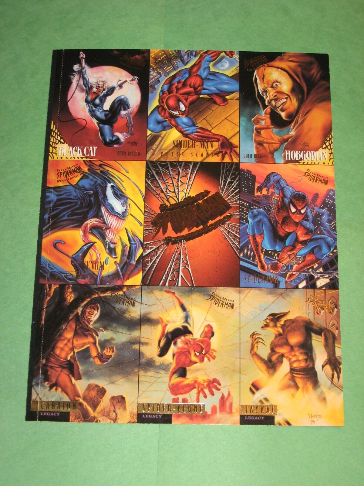 1995 Fleer Ultra SPIDERMAN Uncut Promo Sheet Marvel VENOM JULIE BELL VALLEJO