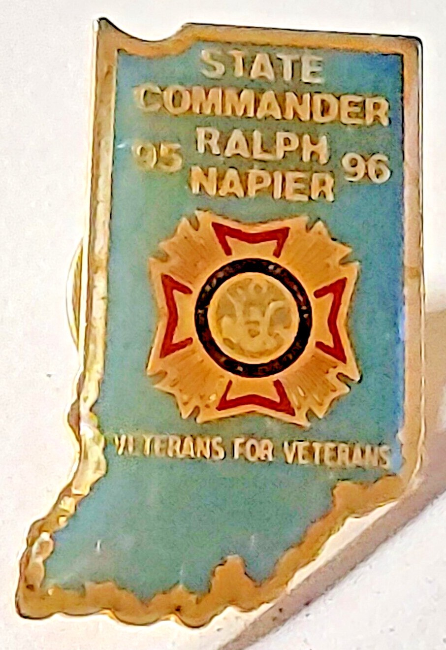 VFW Indiana 1995-1996 State Commander Ralph Napier Lapel Pin (092523)