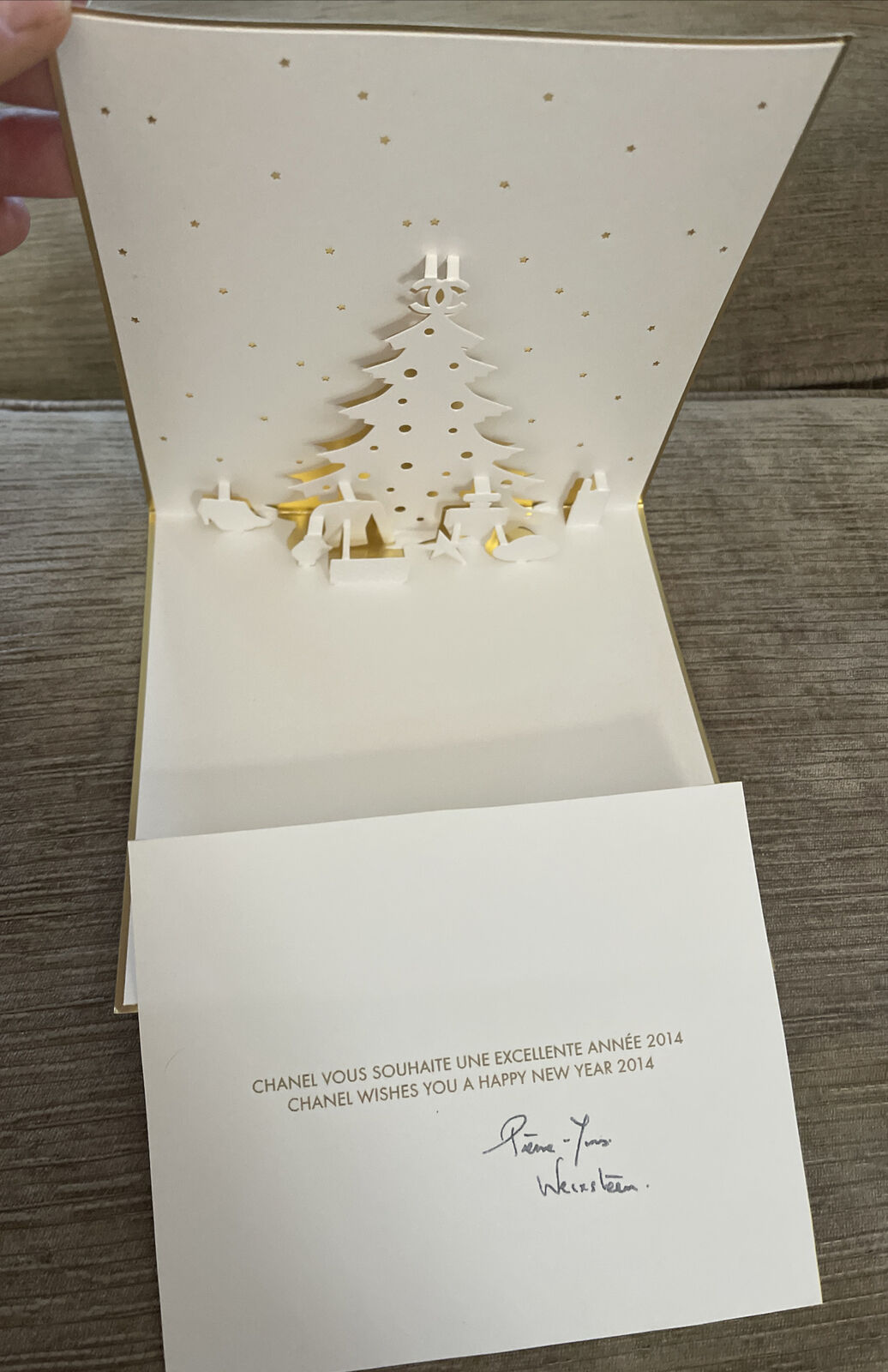 Chanel Holiday Christmas 3D Greetings Card, 2014, 6” X 6”