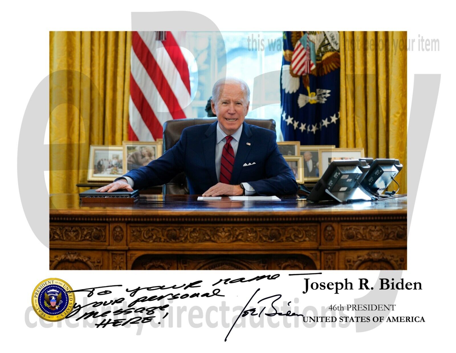 PERSONALIZED President Joseph Biden autographed 11x8.5 portrait photo REPRINT