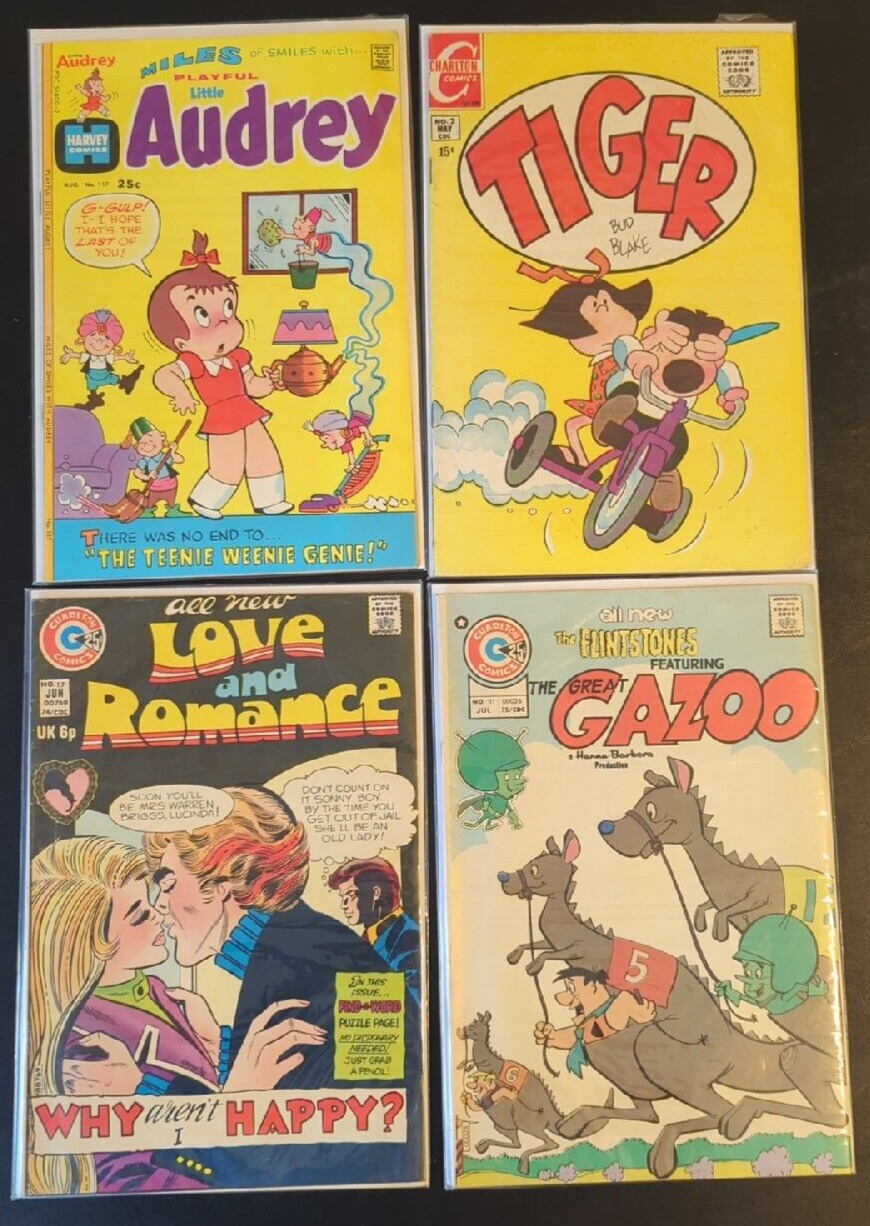 Lot 4 Vintage 70\'S Charlton Audrey Comics The Flintstones Featuring Great Gazoo