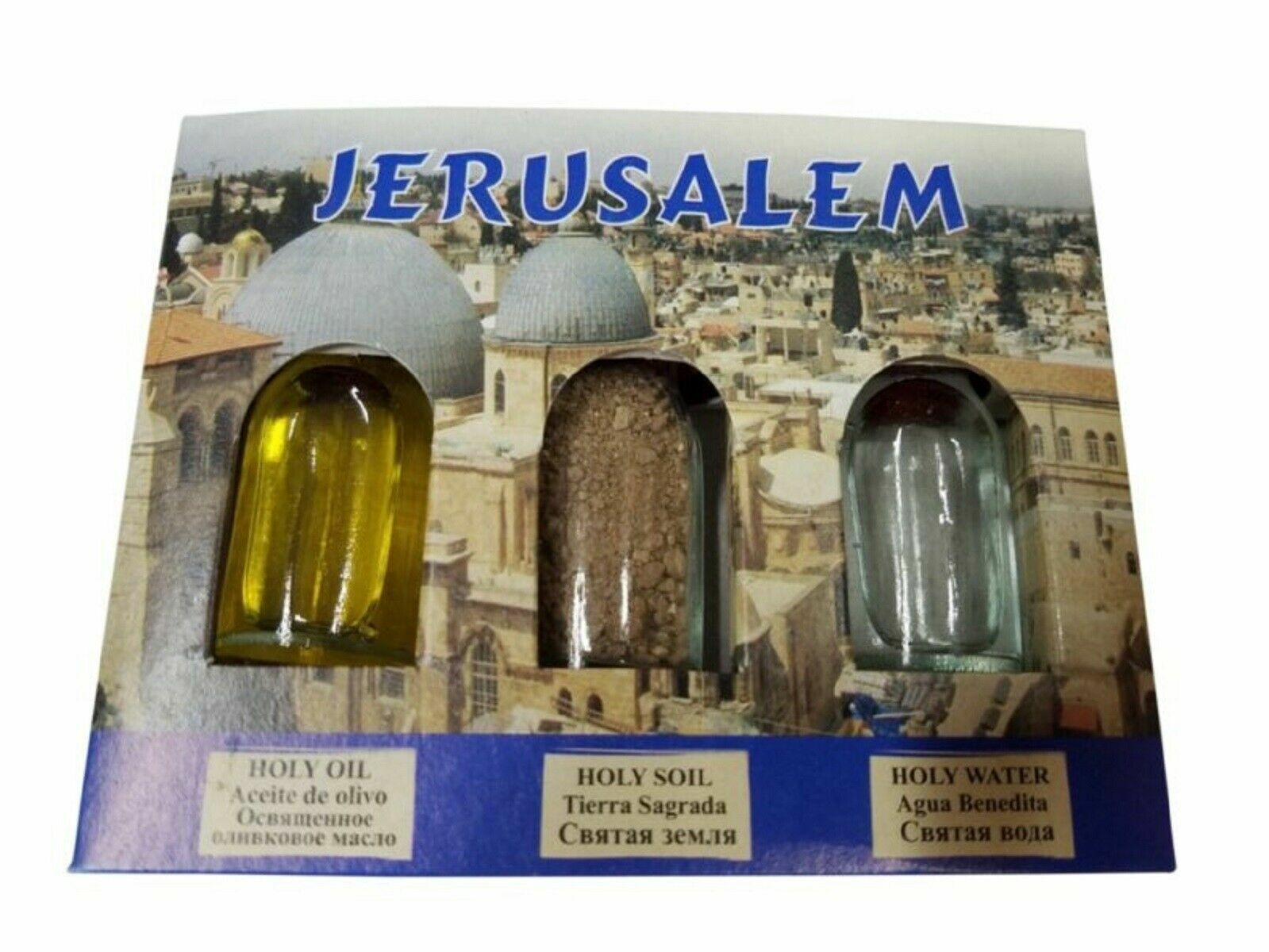 Holy Land Set of 3 Souvenir Gift Pack of Blessed Christian Items from Jerusalem