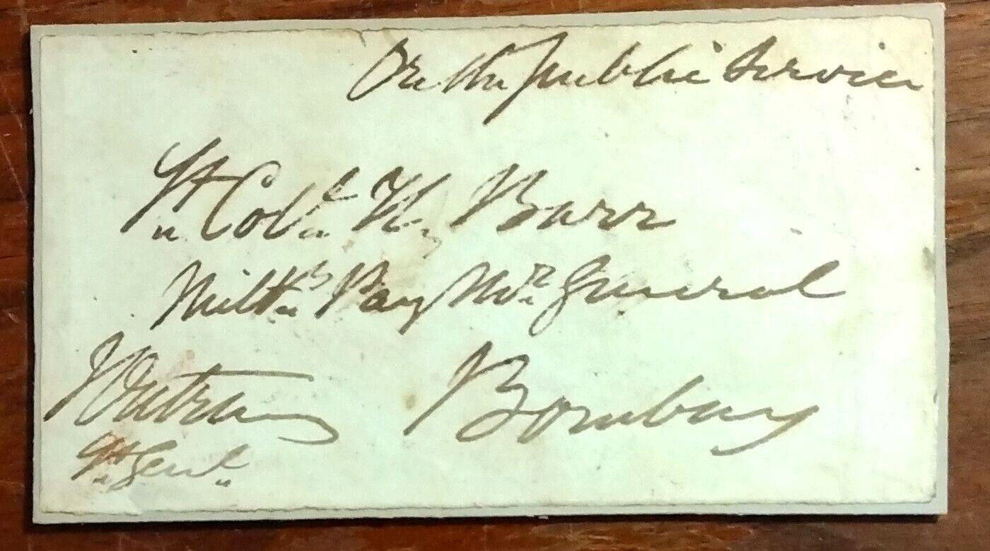 Lt. General Sir James Outram, 1st Baronet (1803 - 1863) Signed & Inscribed Page