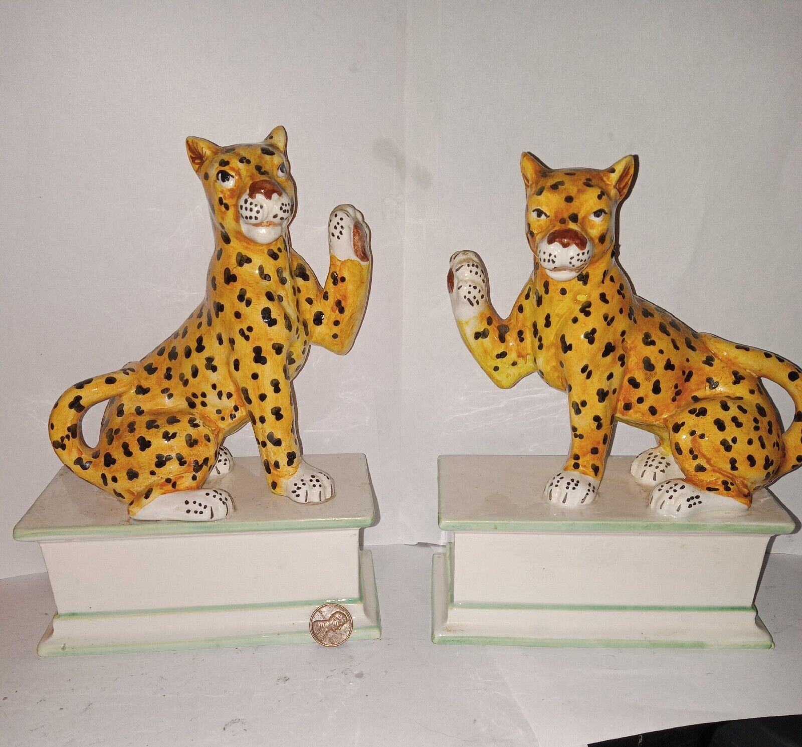 Vintage  RARE High End  Cheetah Sculptures/ Figures Signed Made in Italy  Gumps 