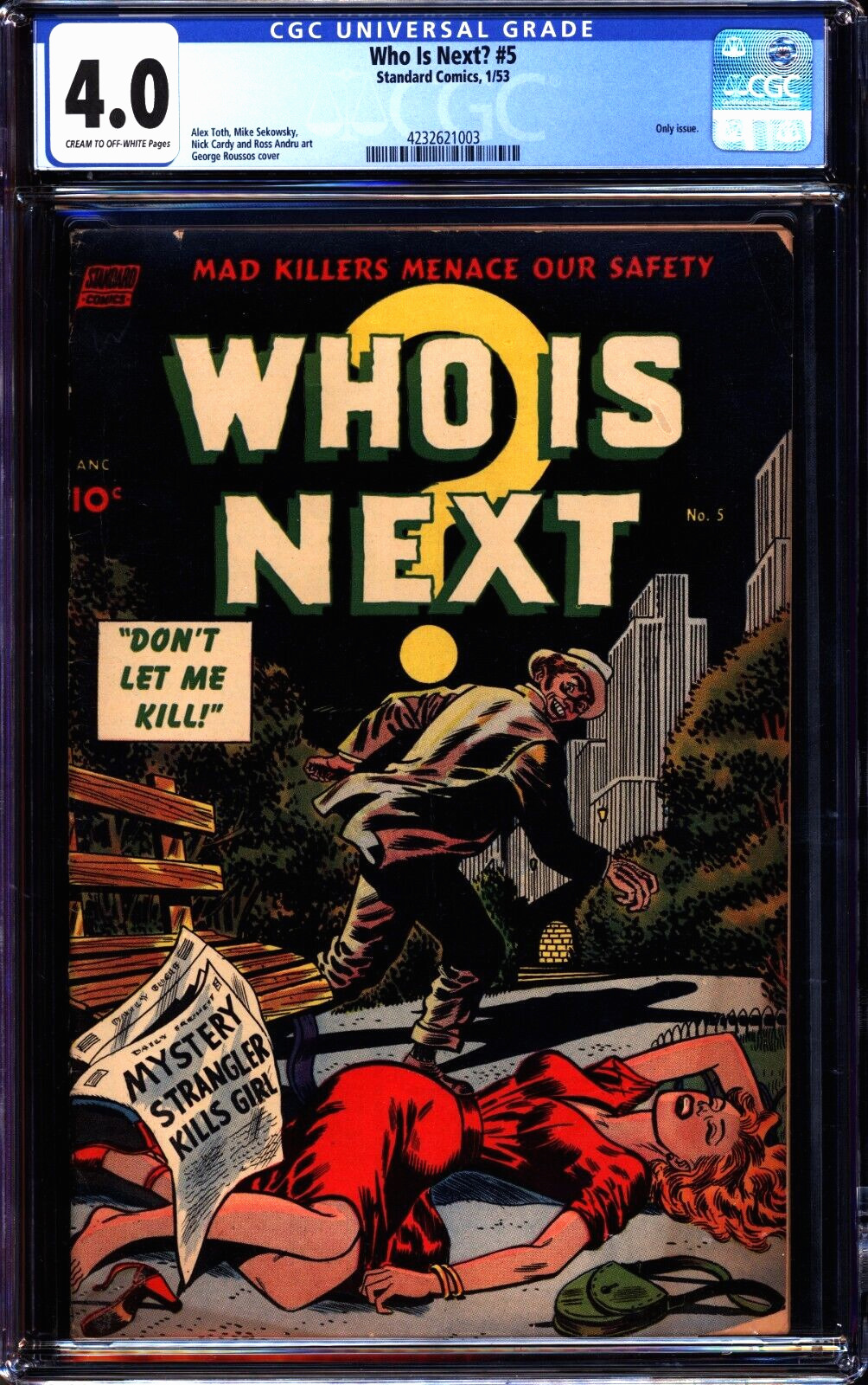 Who is Next 5 CGC 4.0 Classic Crime only  issue 1953