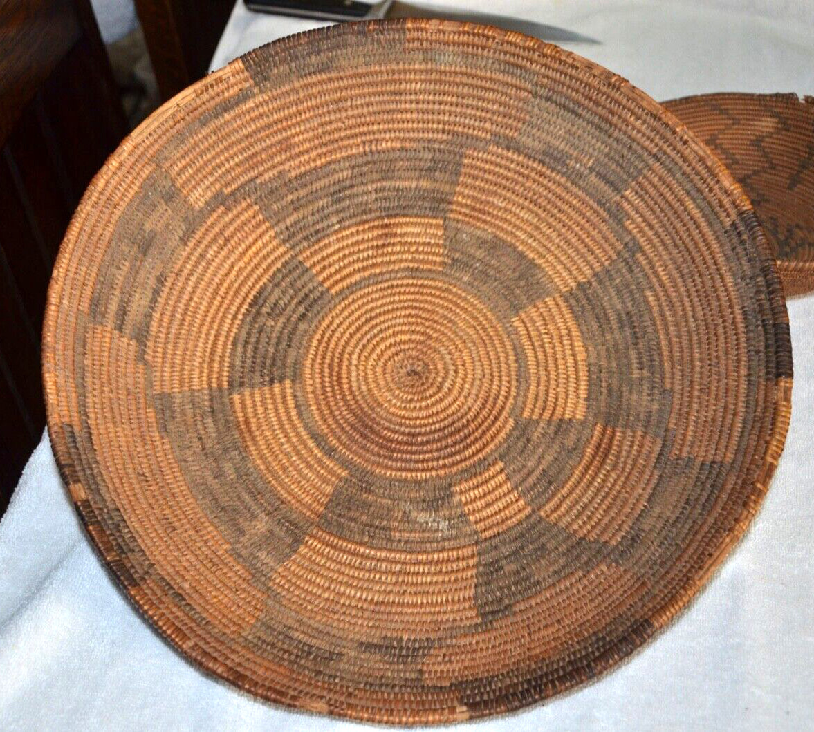 Late 1800\'s Apache Native American Geometric  Indian Basket Tray
