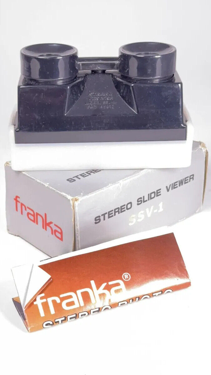 Vintage FRANKA SSV-1 Stereo Slide Viewer in Box RARE w/ Slide of Mountain Side