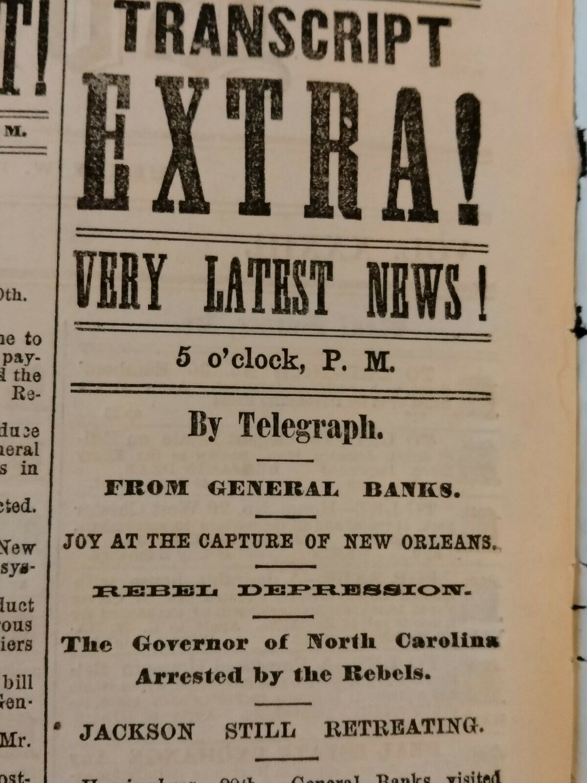 Civil War Newspapers-  NEW ORLEANS : CAPTURE AND FEDERAL OCCUPATION, YORKTOWN