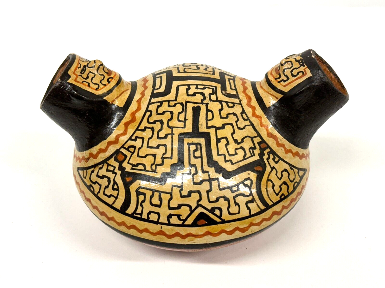 Vintage Peruvian Shipibo Conibo Pottery Vase Face Handmade Vessel 7.5x5\