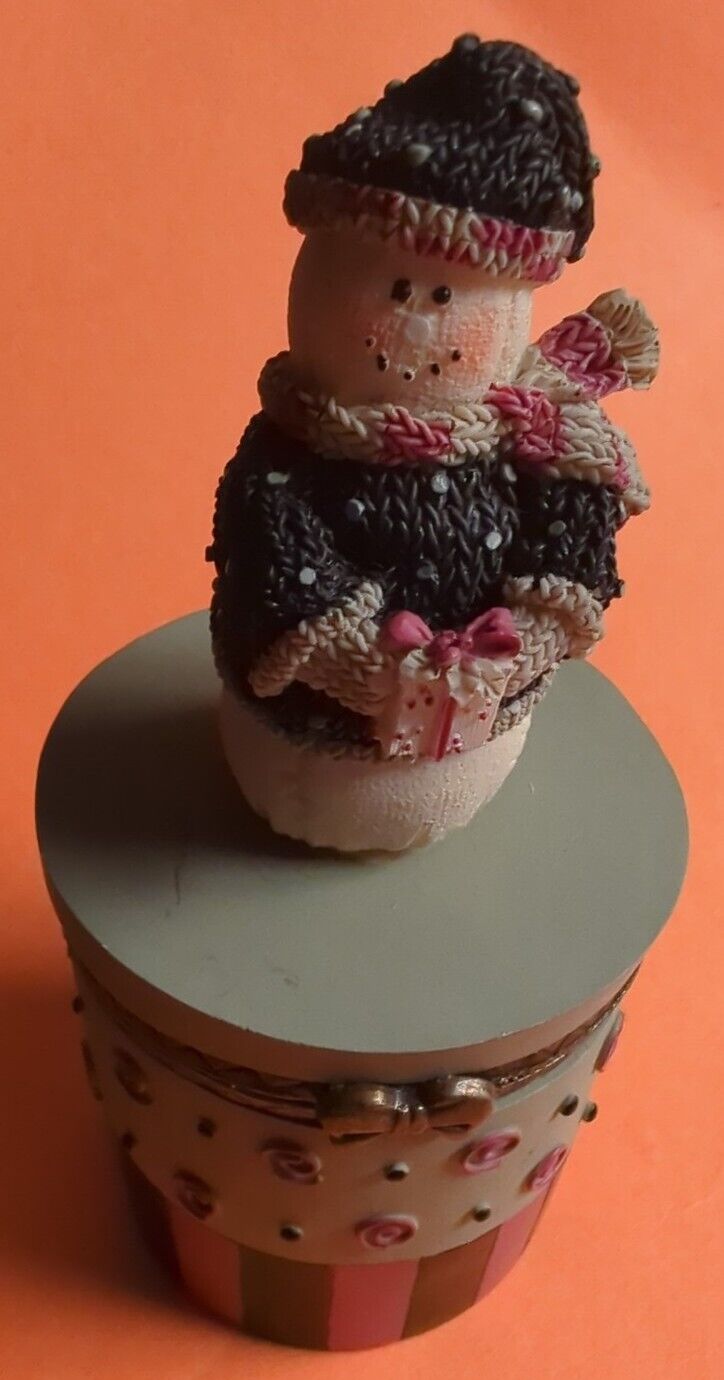 Vintage Miss Heather\'s Plum Pudding Snowmen Trinket Box - Adorable Decoration