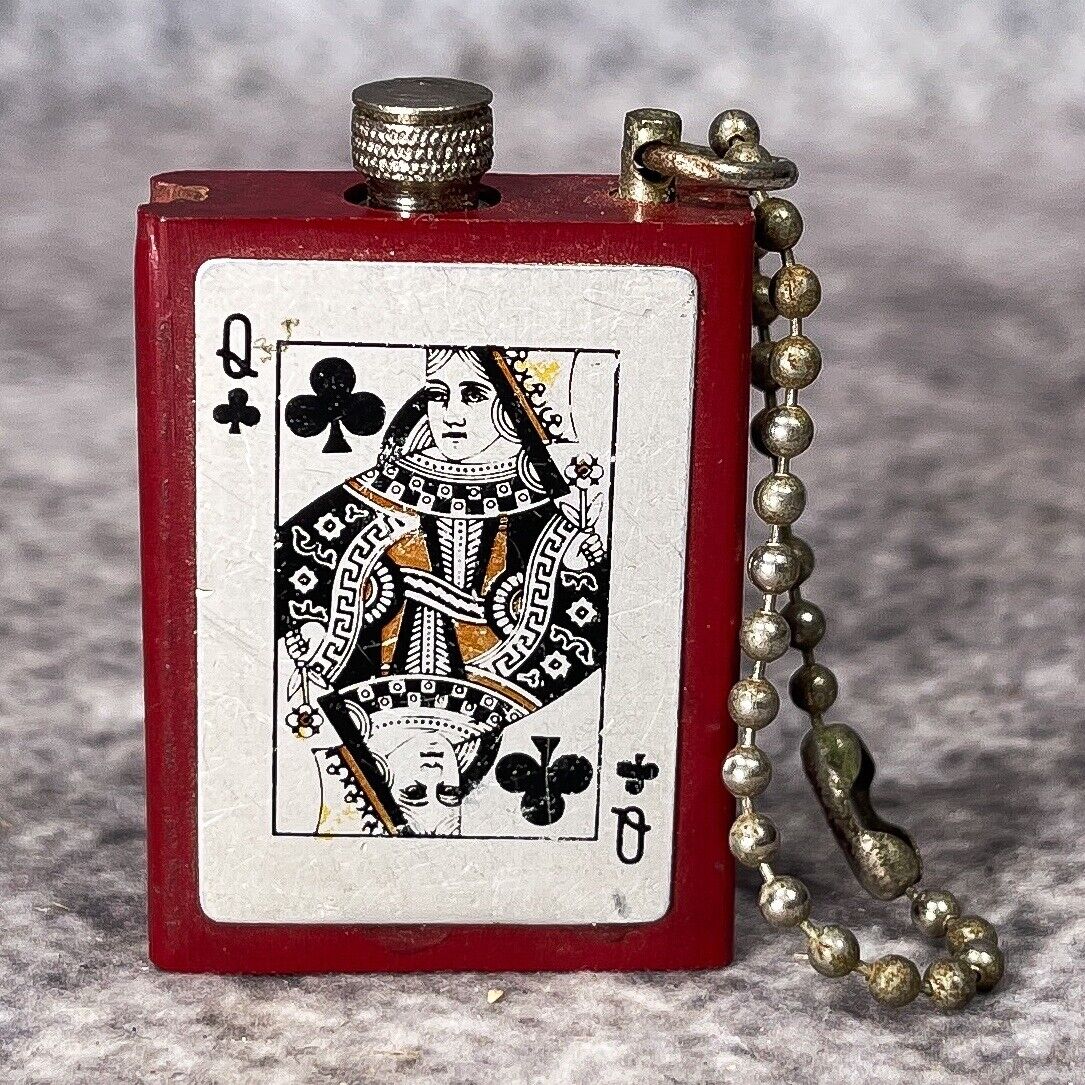 Vintage Red Permanent Match Lighter MITSUGIRI MFG CO Poker Queen Clubs