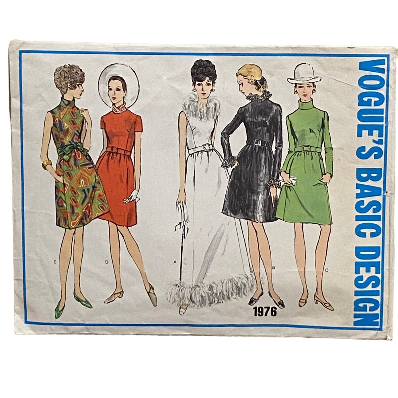 Vogue’s Basic Design Pattern 1976 Misses One Piece Dress In 2 Lengths Sz 8