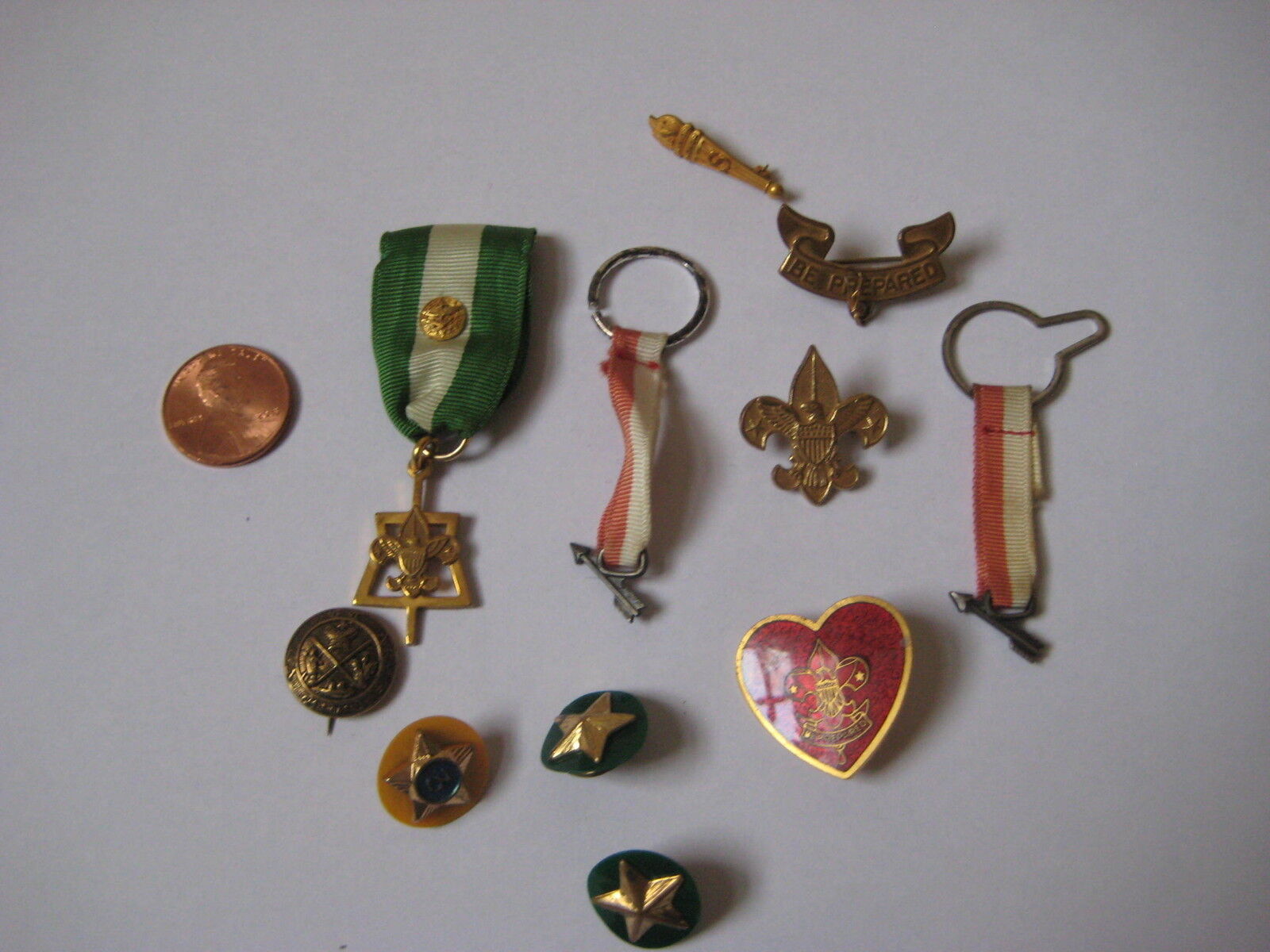 vintage Boy Scouts PIN LOT button BSA 3 be prepared heart eagle OA junior honor