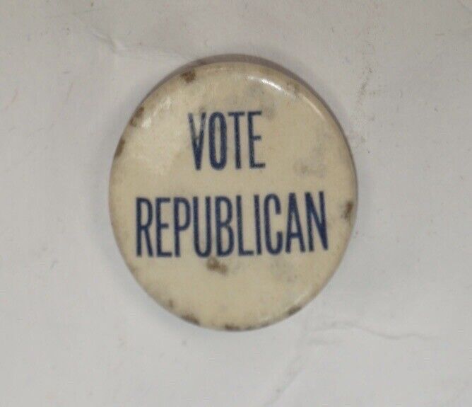 Antique Very Small “Vote Republican” 3/4 Inch Diameter Lapel Pin