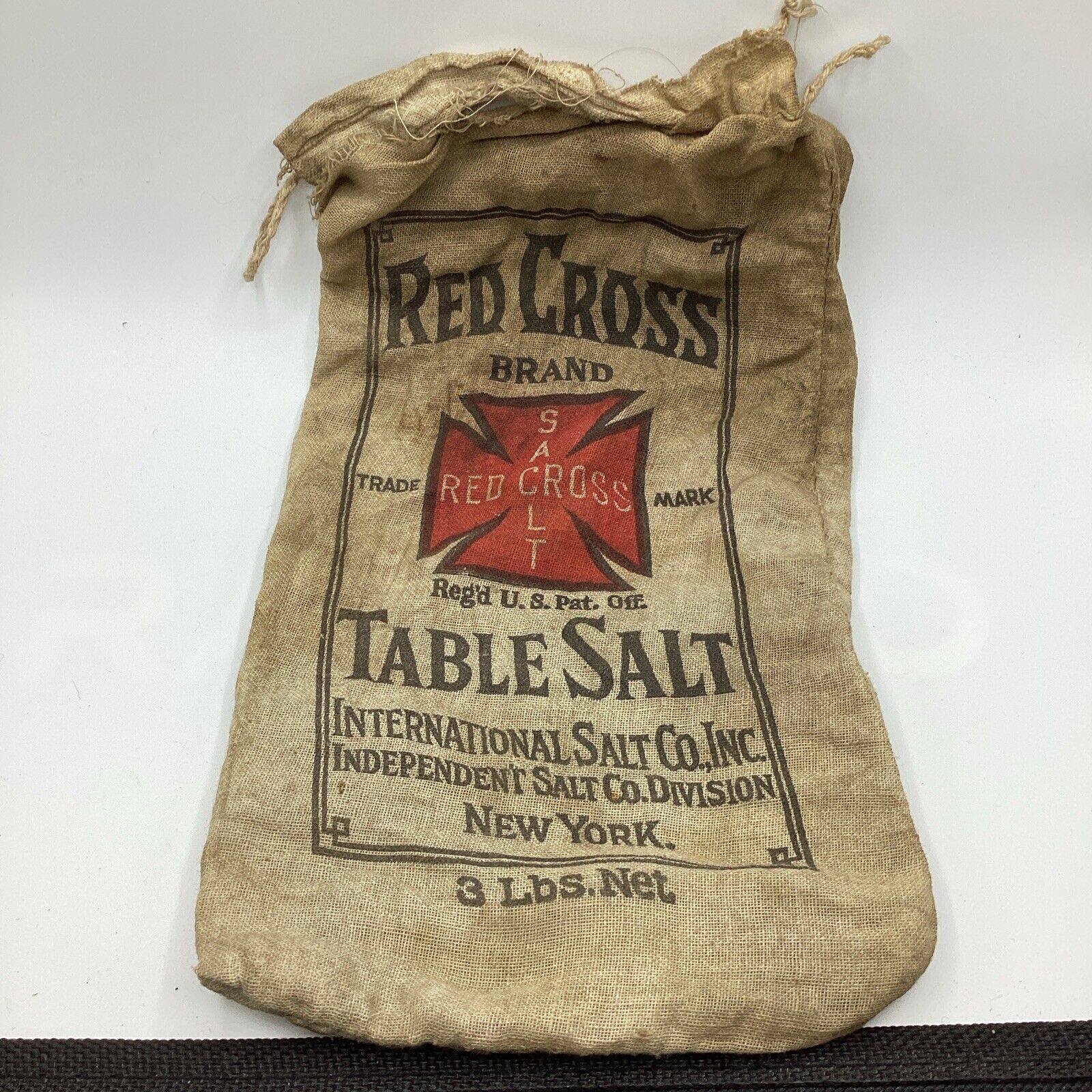 Antique Early 1900’s Red Cross Brand 3 Pound Cloth Table Salt Sack