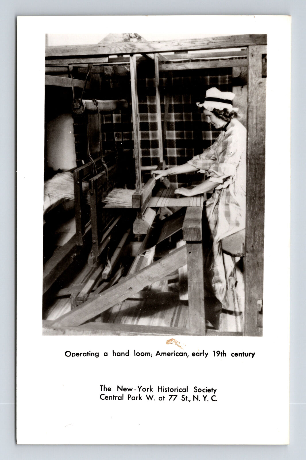 RPPC Woman Operating Hand Loom NY Historical Society Real Photo Postcard