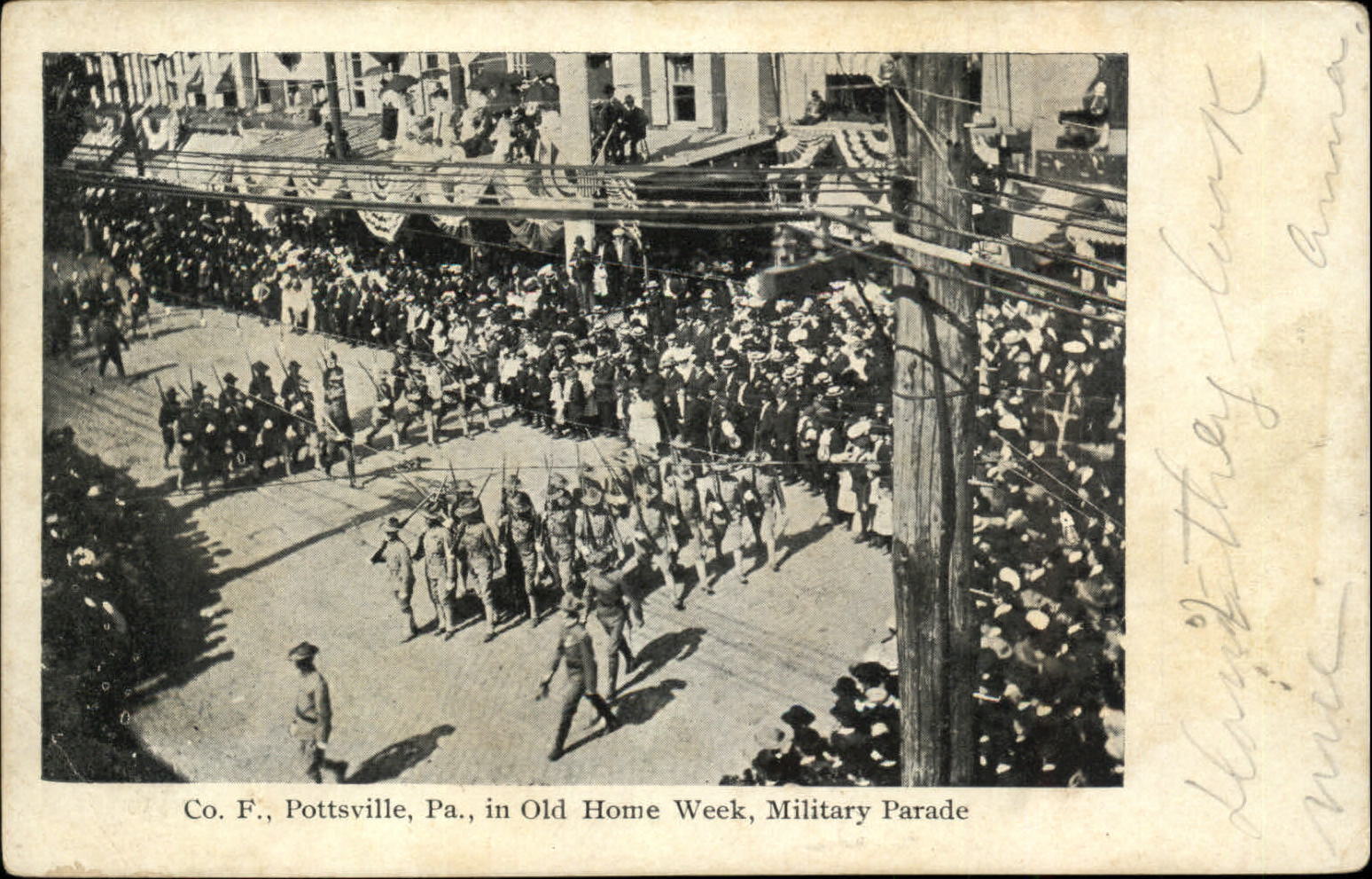 Pottsville PA Company F Military Parade Old Home Week vintage postcard
