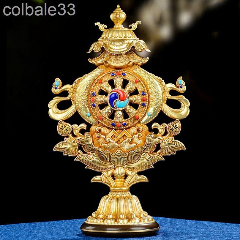 25cm copper Eight auspicious things statue Tibetan buddhism Ashtamangala