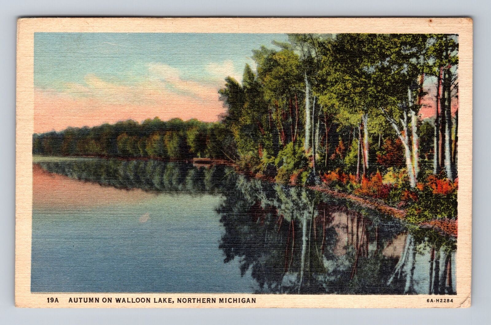Walloon Lake MI-Michigan, Autumn Scenic View, Antique, Vintage c1949 Postcard