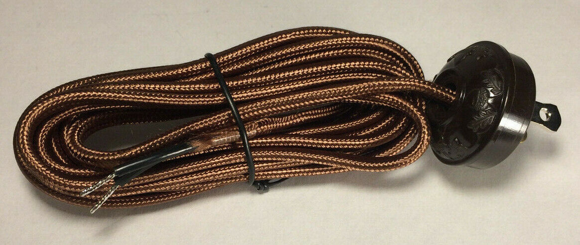 New 10 ft. Brown Rayon Lamp Cord Set with Antique Style Acorn Plug  #CS860