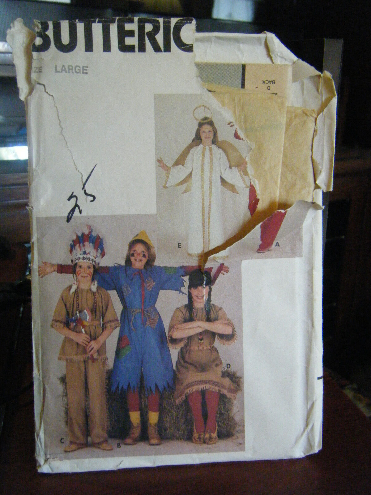 Butterick 4073 Kid\'s Scarecrow, Angel, Devil, Indian Costume Pattern - Size L