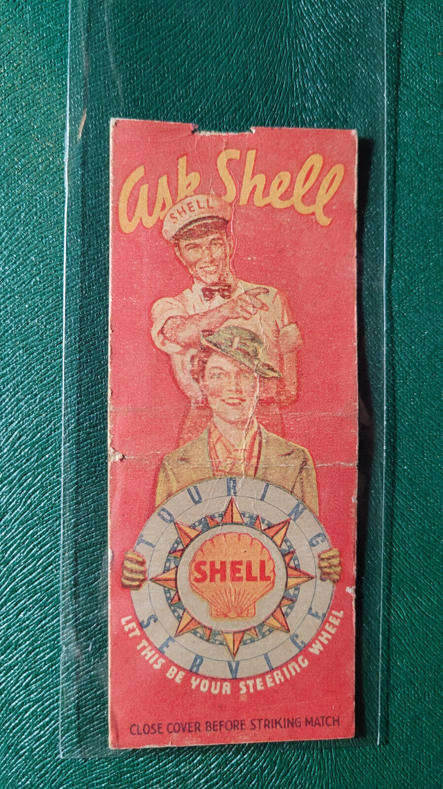 1930\'s  Ask Shell Gasoline Matchbook Matchcover